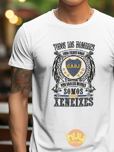 Remera blanca sublimada con motivos de Boca Juniors